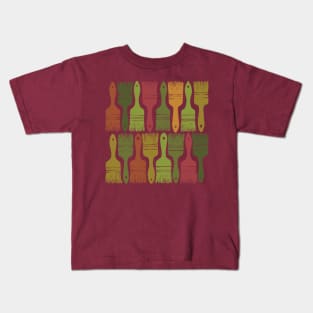 Paintbrush , seamless pattern with paintbrushes in green and red tones Kids T-Shirt